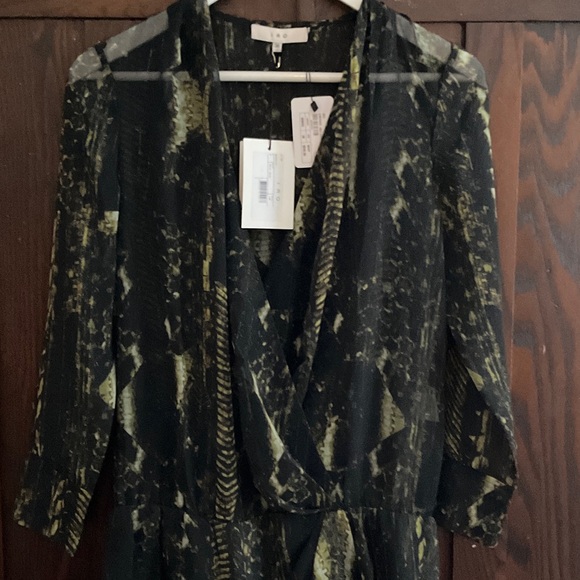 IRO Akley Long Sleeve Chartreuse Snake Print Mini Dress - Picture 7 of 8